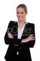 Confident Smiling Businesswoman Arms Crossed