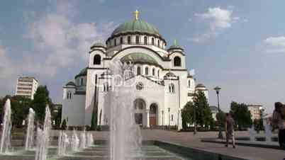 Temple of St Sava - fountain in front