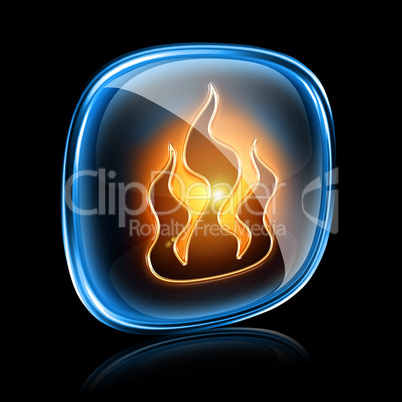 fire icon neon, isolated on black background