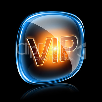 Vip icon neon, isolated on black background