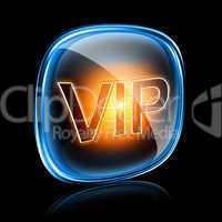 Vip icon neon, isolated on black background