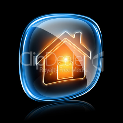 House icon neon, isolated on black background