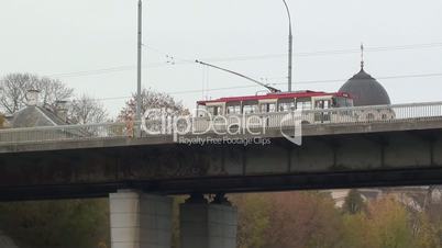 Trolleybus on the bridge