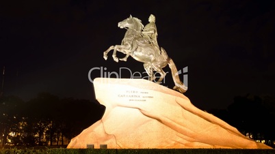 The Bronze Horseman at night