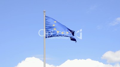EU flag, blue sky