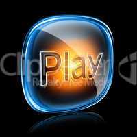 Play icon neon, isolated on black background