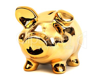 brilliant shining golden piggy bank