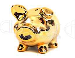 brilliant shining golden piggy bank
