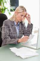 Businesswoman doing accounting