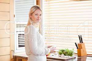 Woman preparing vegetables for lunch