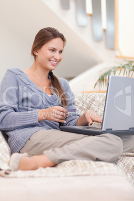 Portrait of a woman shopping online