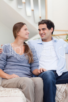 Portrait of a couple looking at each other