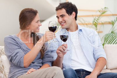 Couple having a glass of wine