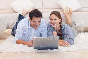 Couple surfing on the internet