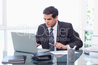 Businessman working with a notebook