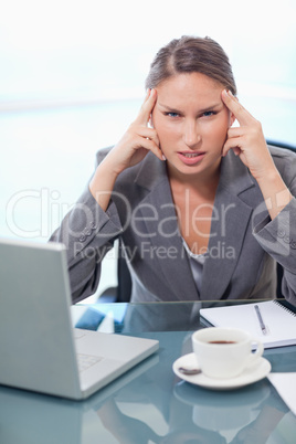 Portrait of an upset businesswoman