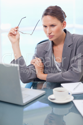 Portrait of a businesswoman using a laptop