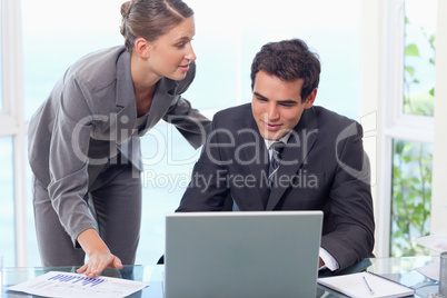 Young business team working with a laptop