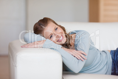 Young woman taking a rest on the sofa