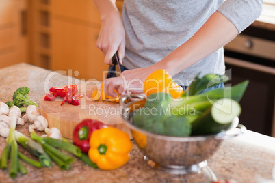 Vegetables being cut