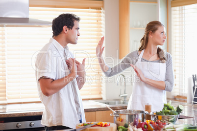 Couple arguing in the kitchen