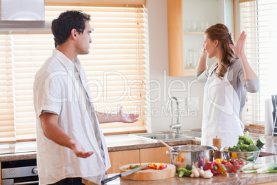 Couple disputing in the kitchen