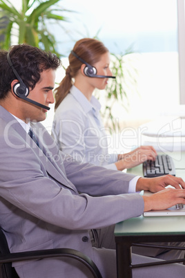 Call center agents at work