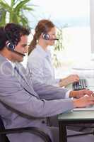 Call center agents at work