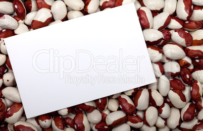 Haricot beans background with empty price card