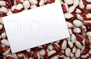 Haricot beans background with empty price card