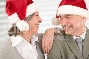 Christmas hat senior businesspeople fun laughing