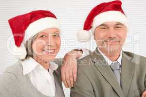 Christmas hat senior businesspeople fun laughing