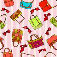 vector collection of woman's accessories. Seamless wallpaper.