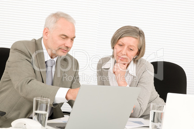 Senior businesspeople working computer in office