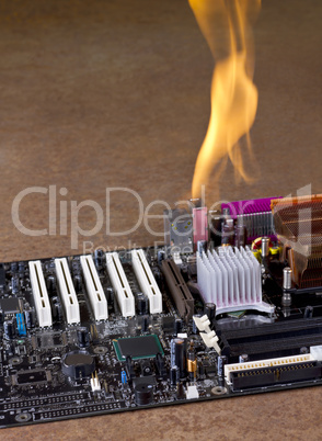 burning computer mainboard