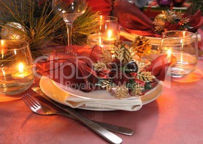Fragment table setting for Christmas and New Year