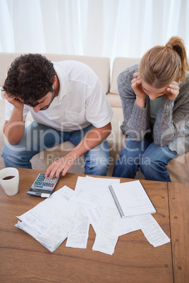 Portrait of a young couple doing their accounting