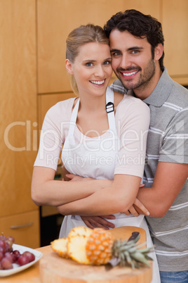 Portrait of a posing with fruits