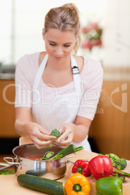 Portrait of a woman cooking