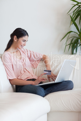 Portrait of a woman shopping online