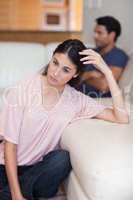 Portrait of a depressed couple after an argument