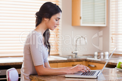 Charming woman using a laptop