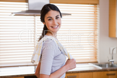 Smiling housewife posing