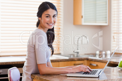 Lovely woman using a notebook