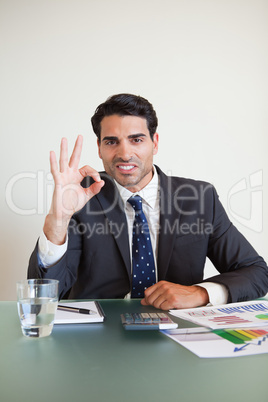 Portrait of a businessman signing everything is perfect