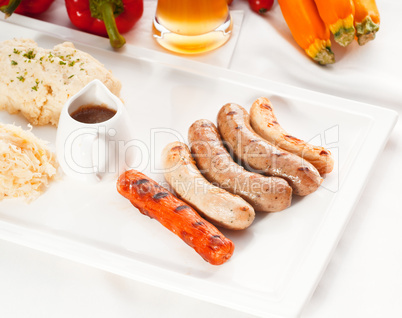 selection of all main type of german wurstel saussages