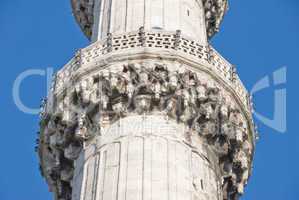 Balcony of a minaret of the Blue Mosque