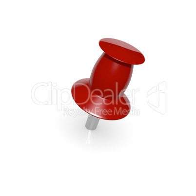 Red thumbtack isolated on white