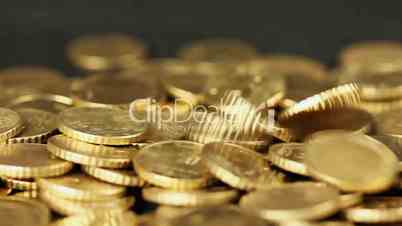 Many european cent coins raining down
