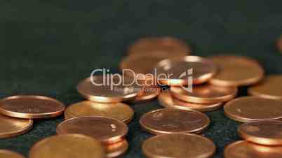 Many european cent coins raining down